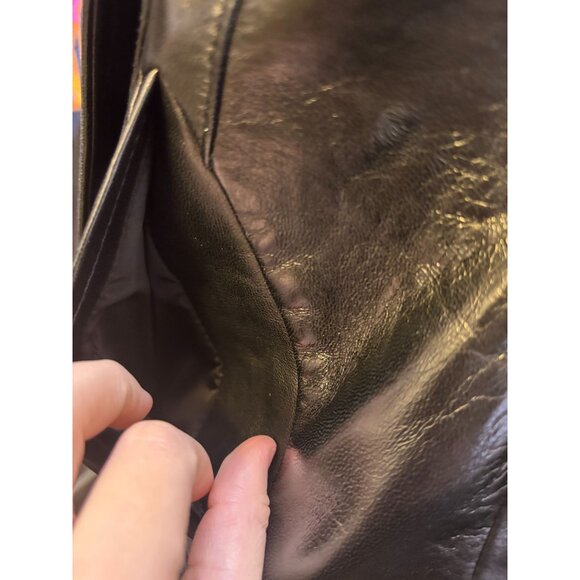 Jean Claude Jitrois Sheer White & Black Leather Accent Blouse M - Picture 6 of 9